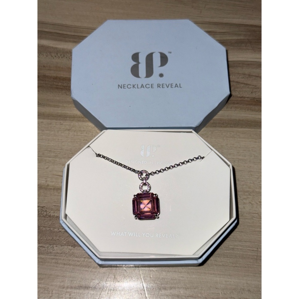 NWT Bomb Party Jewelry Rose Quartz Cubic Zirconia Pendant Necklace - Picture 3 of 10